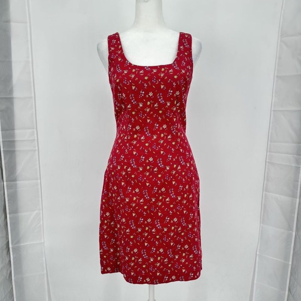 Floral Red Sleeveless Dress